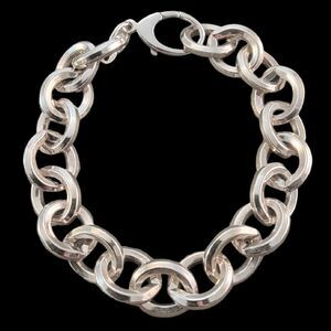 Sterling Beveled Chunky Cable Statement Chain Link Bracelet